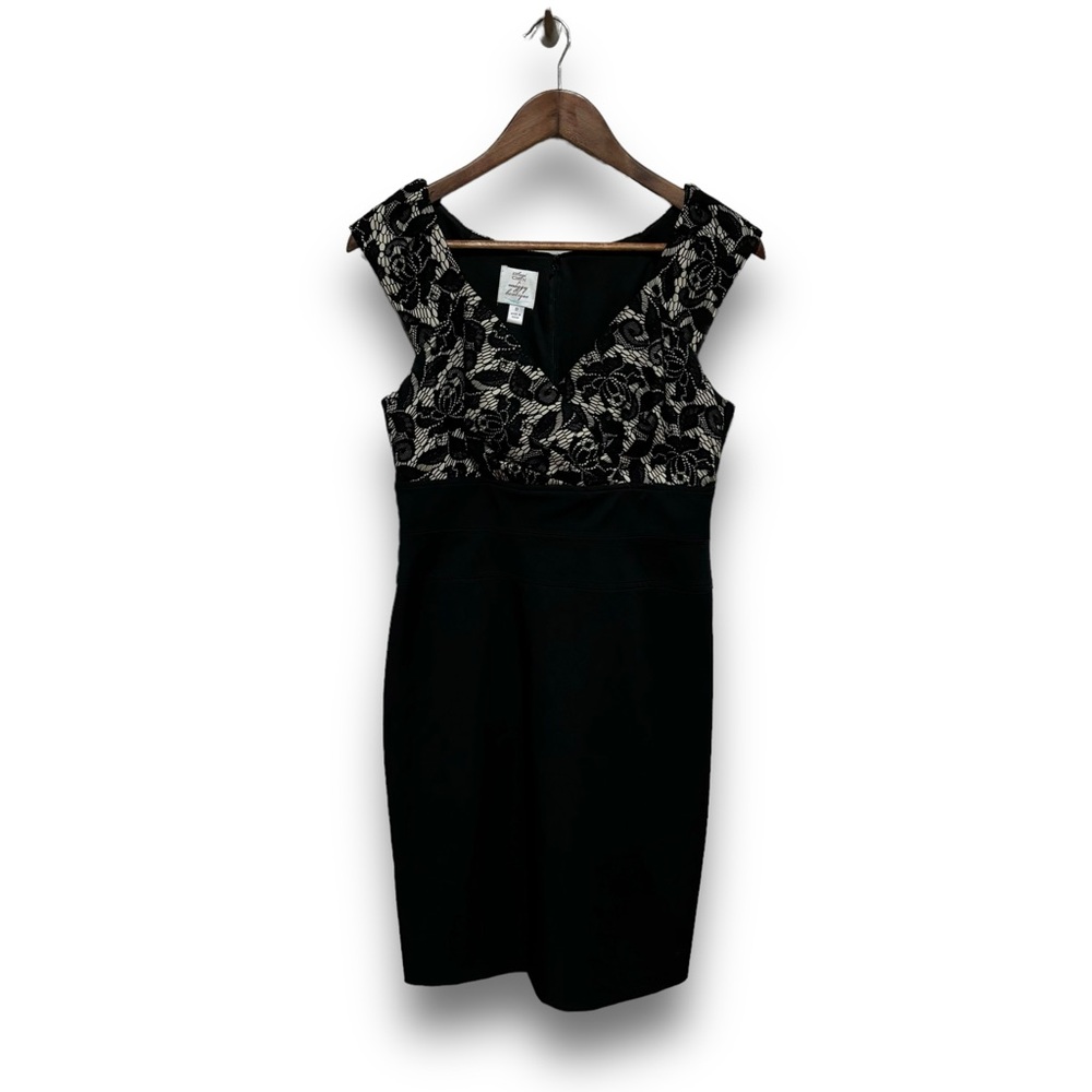 Suzi Chin Maggy Boutique Women's Dress Black Beige Size 8 EUC